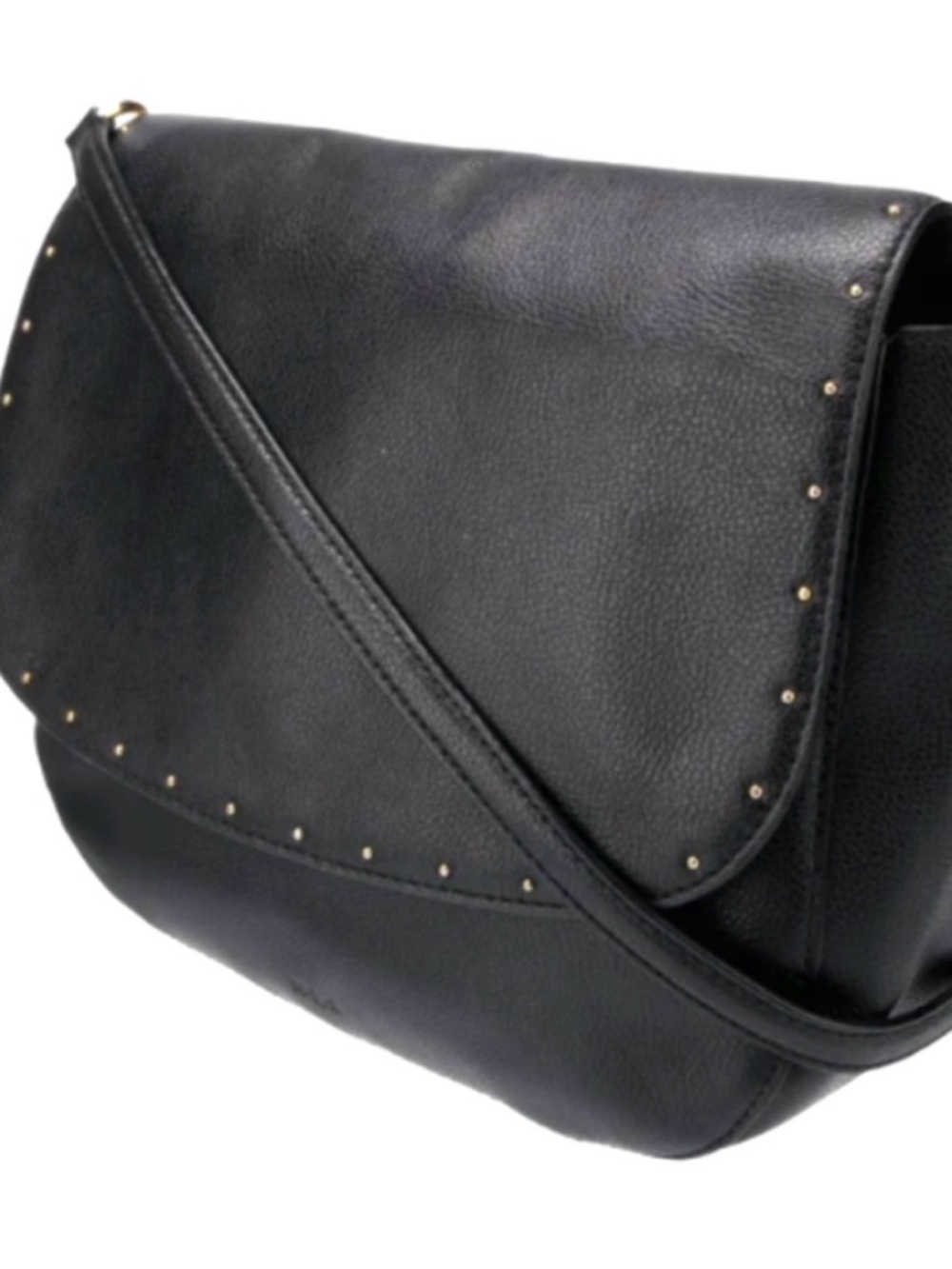 Ralph Lauren Black Studded Pebbled Leather Crossbody Shoulder Bag - Women